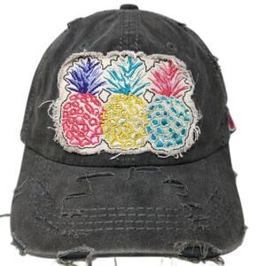 4350 District Baseball Cap Gray One Size Distressed Pineapple Hello Summer Hat